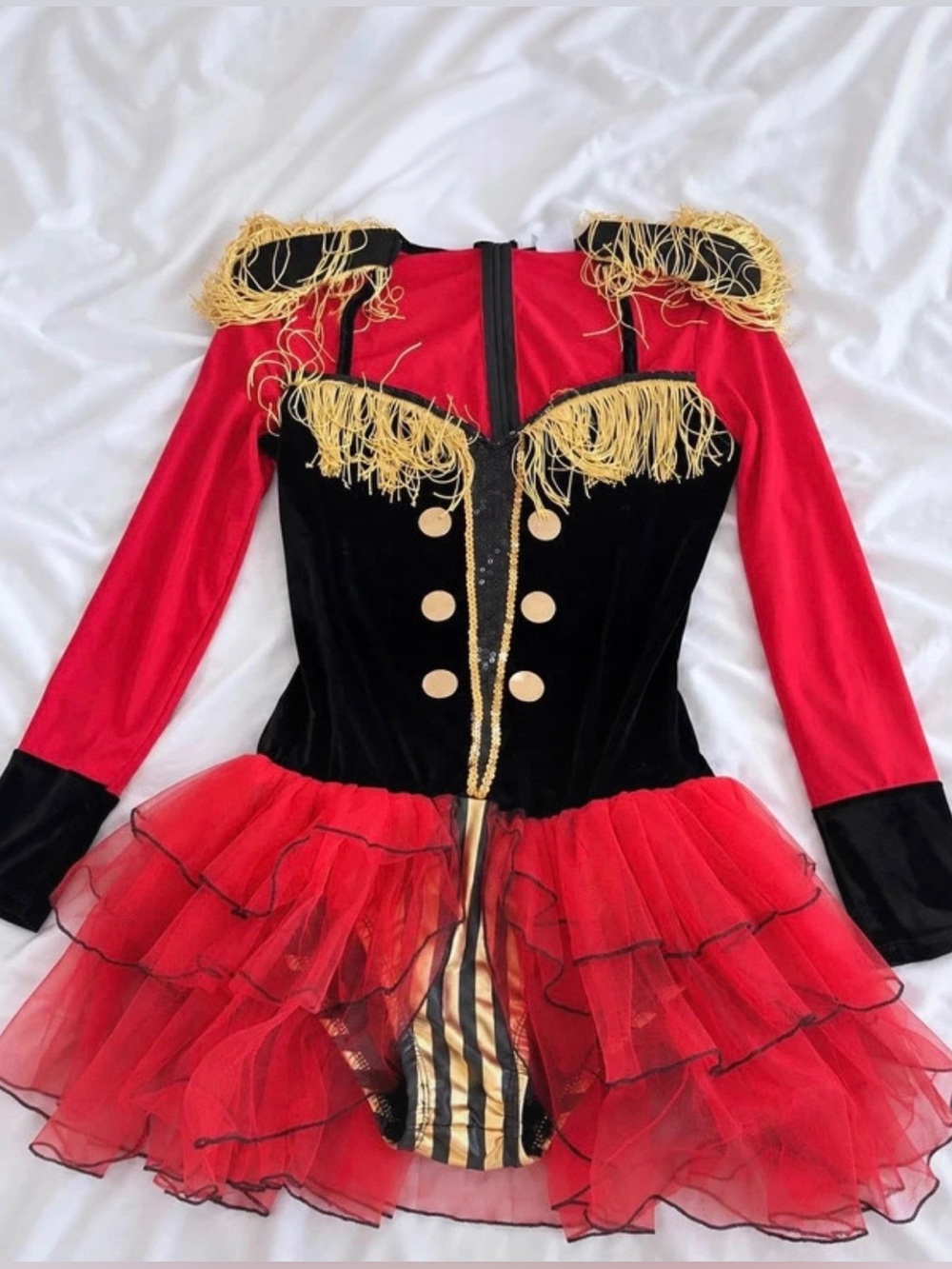 Halloween Ringmaster Costume – Red & Black with Gold Fringe
